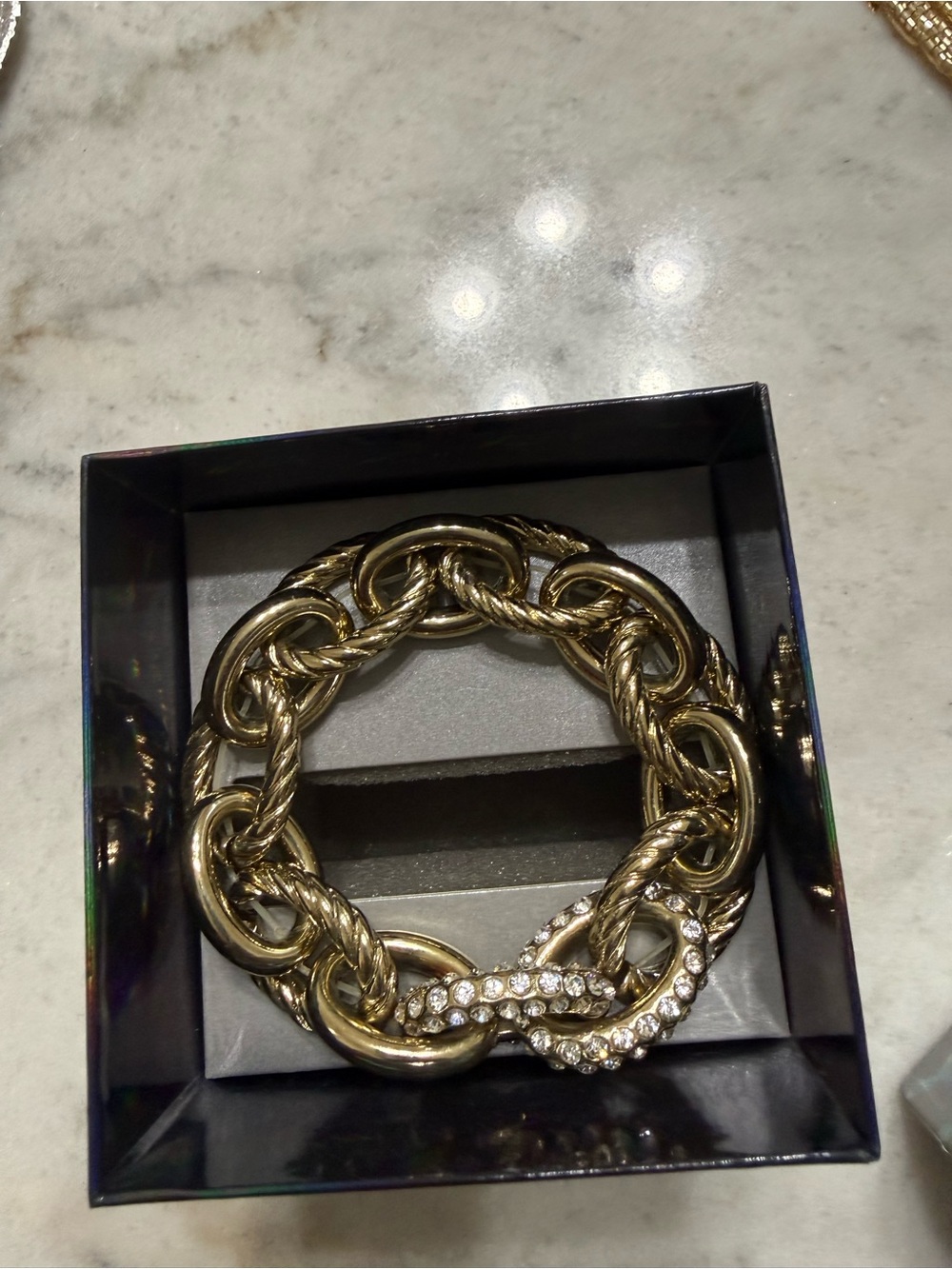 Macy's Gold-Tone Link Bracelet with Crystal Accent